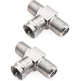 JZK T-splitter connector F-type 3 way, adapter splitter cable coaxial TV satellite male to female double, combiner antenna TV