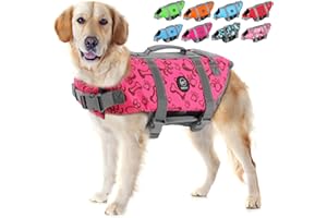 EMUST Dog Life Preserver, Dog Flotation Vest zum Schwimmen, Beach Bootfahren mit hohem Auftrieb, Dog Flotation Vest für kleine/mittelgroße/große Hunde, neu Pink, M