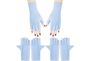 Arqumi UV Gloves for Gel Nails, 2 Pairs anti UV Gloves for Gel Nail Light Lamp Dryer Nail Art Fingerless UV Protection Gloves for Gel Manicures Cyan