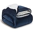 Fabienne Sherpa Bed Blanket King Size Twin Plush Throw Blanket Fleece Reversible Flannel Blanket - Warm and Plush Travel Blanket for Bed Sofa Travel Couch (Navy Blue)