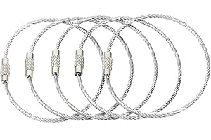 BlueCosto - Wire Keychain Cable - 5 Pack, 17cm - 2mm Thick Stainless Steel Keyring - Wire Loops for Hanging Luggage Tags & Keys