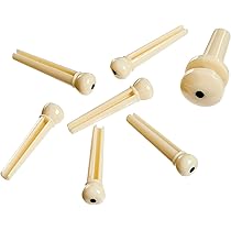 Jeu De 7 Vis De Chevalet Et Vis De Fin Pour Guitare - Ivoire Avec Point Noir, Plastique ABS