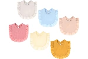 BIUDECO 6st Återanvändbara Babyhaklappar i Bomull Dregling Och Matning Elegant Volangdesign Mjuk Och Absorberande För Pojke Flicka Och Pojke Flicka Flera Färger