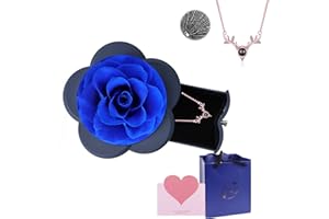 FIMAGO Preserved Real Rose with I Love You Necklace in 100 Languages Large Eternal Rose Gifts for Her for Wedding Anniversary Birthday Valentine's Day Mother's Day (YMY-PN_G-FBB31)