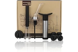 FOSFUN Juego de Abridor de Vino Sacacorchos Profesional，Wine Aireador de Vino,Cortador Papel Vino, Vin Bomba de Vacío, 4 Vin Tapones para Bomba de Vacío, Decantador de Vino - Regalo Fiesta Cumpleaños