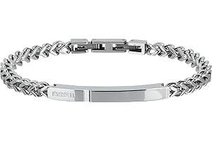Breil, Collezione Groovy, Bracciale da Uomo, Gioiello in Acciaio, Pratica Chiusura a Moschettone, Idee Regalo Uomo e Ragazzo, Taglia Unica 21 cm