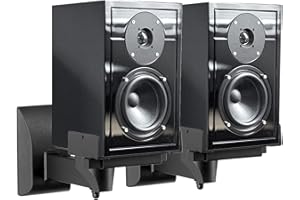 Suptek Wall Mounts, Dual Stands for Surround Sound Speakers, Universal Bracket, Tilt Swivel Shelves Up to 25kg Black (2 Pack)