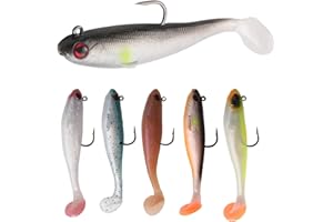 XINZHIZHU 6PCS Sea Fishing Lures Kit 12g Soft Bass Lures Baits Tackle Set UK for Pike Trout Mackerel Savage Gear Perch Spinners Jig with Hooks 3D Eyes Pre-Rigged Artificial Swimbait Vibrating Swim 9cm