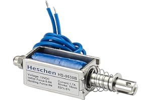 Heschen Gleichstromm elektromagnet, Push Pull Typ, HS-0530B, DC12V 1.7A, 10mm Schlag, Anfangskraft 0.5N, Max Haltekraft 5N, Offener Rahmen, Lineare Bewegung