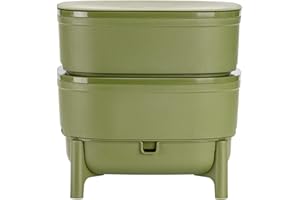 PLASTIA Economy Wurmkomposter für Küche und Balkon - Design Wurmkiste aus 100% Recyceltem Kunststoff - Vermicompost als Wurmfarm mit 2 Schalen - Volumen 30 Liter, grün