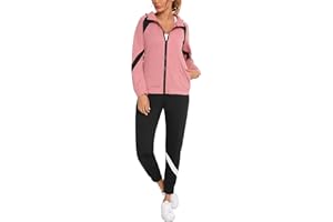 Terecey 2 Pièce Survêtement Femme Ensemble Jogging Femme Sportswear à Manches Longues Pantalon de sport Combinaison de Sport pour Fitness
