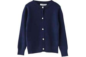 ZHUANNIAN Girls School Cardigan Long Sleeve Pearl Button Down Uniform Schoolwear Cardigans
