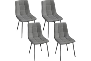 ‎EUGAD EUGAD Esszimmerstühle 4er Set, für Esszimmer Küche Wohnzimmer, Küchenstühle gepolstert mit Rückenlehne Samtbezug, mit Metallbeinen, 150 kg belastbar, Dunkelgrau
