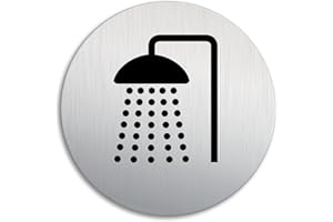 OFFORM DESIGN Targhetta Doccia Ø 100 mm Alluminio spazzolato auto-adhesiva