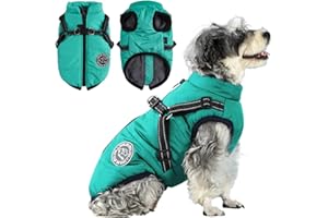 Savlot Dog Winter Coat Dog Jacket Dog Coat For Cold Weather Adjustable Dog Coat With Harness Built-In Reflective Dog Snowsuit Pet Padded Jacket Warm Winter Coat For Small Medium And Large Dogs