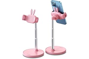 nediea Joli support de téléphone portable pour table, support de téléphone portable réglable à 360 ° - Support de téléphone portable réglable - Compatible avec les smartphones de 4 à 7 pouces (rose)