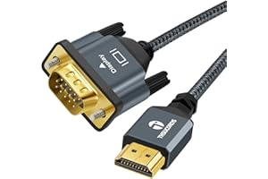 Thsucords Intrecciato Cavo da HDMI a VGA 1M(Maschio a Maschio) compatibile per 720p/1080pComputer,Desktop,Laptop, PC,Monitor,Proiettore
