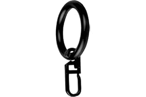 Bestlivings Gardinenringe mit Faltenlegehaken im 30er Pack, Faltenhaken für Gardinenstangen mit bis zu Ø 16 mm in der Farbe: Schwarz