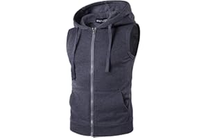 ZumZup Hommes Dbardeur Casual Tank Zip Musculation Sweat Capuche sans Manches Sport Cotton T-Shirt Veste en Sweat Top Maillot Haut Top Boxe Fitness Haut Gilet Hoodie