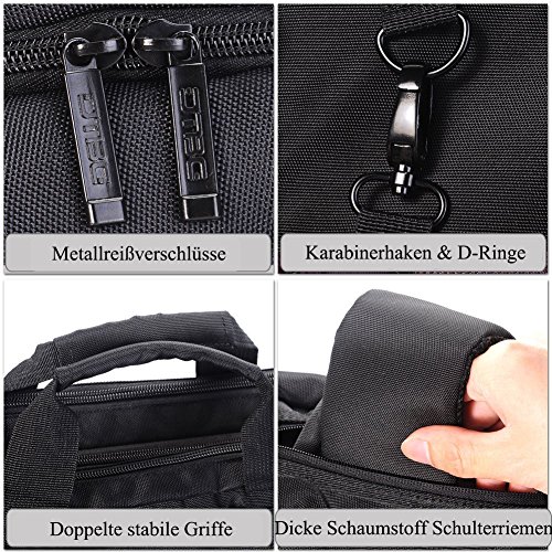 DTBG Nylon mehrzweck Businesstasche mehrfachfach Reise Rucksack geräumig Laptop Tasche Messenger Bag Aktentasche Computer Schultertasche Wanderntasche Daypack für 17,3 Zoll Laptop/Macbook/Tablet, Schwarz - 8