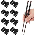 Chopstick Training Assistant, 8PCS Black Reusable Chopsticks Helpers Trainers Non-Slip Hinges Chopsticks Connector for Children Adults Beginners