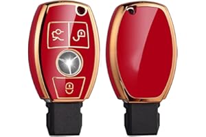 Juttzzei MERCEDES BENZ Key Cover for Mercedes BENZ A B C CL E M S SL SLK GLA GLC GLK W164 W245 W212 W204, Mercedes A-Class Key Cover, TPU Silicone BENZ GLA Key Fob Cover - 3 Bottons(Red)