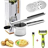 HOTLIKE Schiacciapatate Acciaio, 6 PCS Potato Ricer Set, Schiaccia Patate in Acciaio Inox con 3 Colini Sostituibili, Spazzola