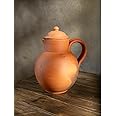 Village Decor Handmade Terracotta Preseasoned Clay Classic Water jug 1.5-2 Liter (Clay jug with lid)