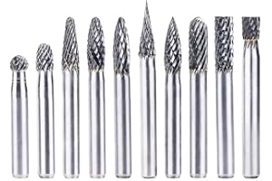 GOOBUY Gasea 10pcs 6mm Double Cut Head Tungsten Carbide Rotary Point Burrs Set 6mm Shank Die Grinder Bit Set