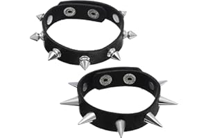 JIYIN Lot de 2 bracelets punk cloutés en cuir noir gothique pour fête rock, concert, cosplay