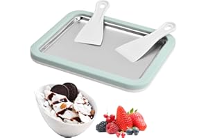 Cozlly Macchina per Gelato Istantaneo, Rolled Ice Cream Maker, Piastra Gelato Roll, Ice Cream Rolls machine, Piastra Fredda Per Gelato con 2 Spatole per Sorbetto Yogurt