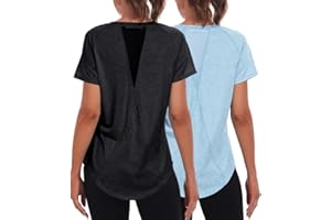Jlowesun Women's Gym Shirts, Short Sleeve Lightweight Moisture Wicking Quick Dry Back Mesh Loose Fit Sports Tops for Ladies