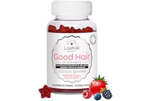 Lashilé Beauty - Good Hair Women - Anticaída - Fórmula sin azúcar - Suplementos dietéticos - Cura de 1 mes - 60 gominolas - Made in France - Biotina, Hierro, Zinc, MSM, Vitamina B6, B12