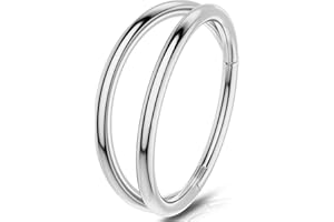 OUFER 18G 1.0mm Nose Ring Hoop Helix Earring Gold Silver Daith Clicker Hinged Segment Stainless Steel Nostril Cartilage Conch Tragus Rook Piercing Jewellery For Women Men 6 8 10mm