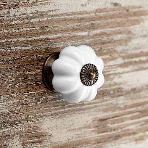 10 x Möbelknopf ANNA Ø 39 mm weiß mit brüniertem Sockel Knaufgriff Schrankknopf Porzellanknopf von SO-TECH® 10 x Möbelknopf ANNA Ø 39 mm weiß mit brüniertem Sockel Knaufgriff Schrankknopf Porzellanknopf von SO-TECH®