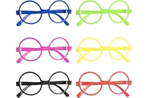 arrderly Lot de 6 paires de lunettes rondes uniques pour enfants - Sans correction - Idéales pour les fêtes d'anniversaire, Différents coloris
