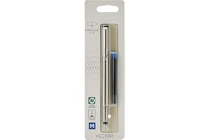 Parker Vector stylo plume | acier inoxydable | pointe fine | encre bleue | emballage blister