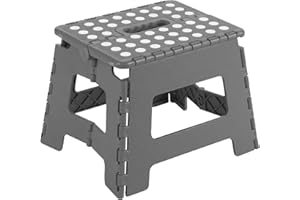 Acan Tradineur - Taburete Plegable Multiusos - PVC - Escalera Antideslizante Infantil - Altillo para Cocina o Baño - Reposapiés para Niños - Máx. 150 kg (Gris - 18 x 21 x 17 cm)