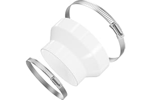 Hon&Guan 150mm auf 100mm Rohr Reduzierstück Adapter mit 2 Edelstahl Rohrschellen, Reduzierverbinder Abluftschlauch Adapter Runden Reduzier für Rohrventilator, Lüftungsrohr, Klimagerät, Abzugshaube