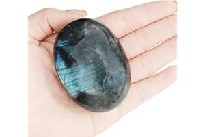 Orientrea Labradorite Palm Stone-1 Pc Labradorite Pocket Energy Stone, Smooth Healing Crystal Worry Stone (Labradorite(1 pc))