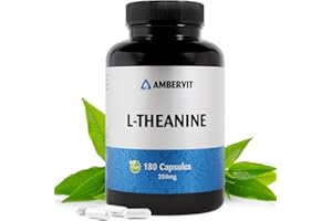 L Theanin 180 Kapseln - 200mg pro Kapsel | Für Konzentration, Entspannung & Stressabbau | Vegan, Keine Künstlichen Füllstoffe | Allergen und Gluten Frei | Ambervit