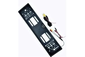 SQUADO - Kit Porta Targa Con Telecamera A 4 Flash Led Per Retromarcia Per Telaio Europeo