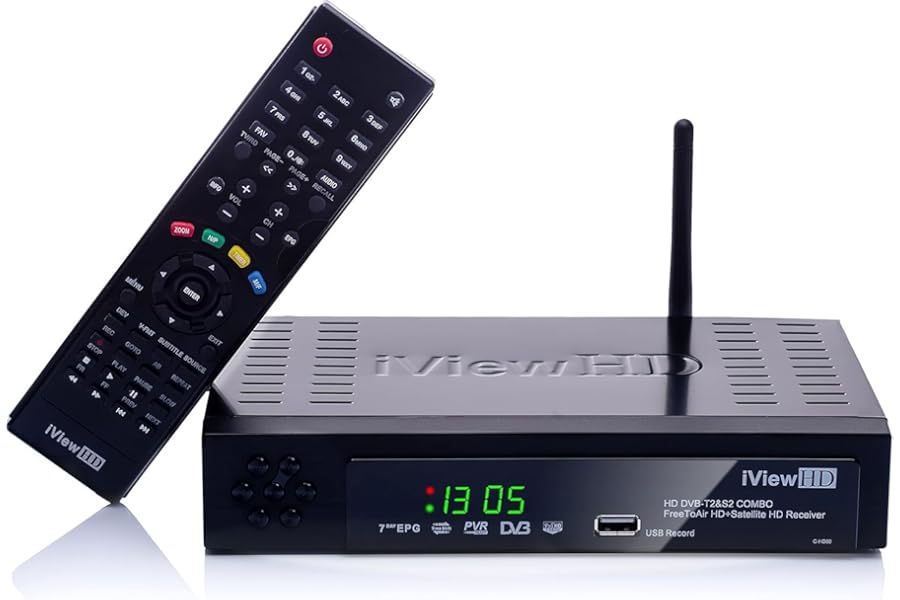 Full HD Combo Freeview and Satellite HD Receiver, USB Recorder, Built-in WiFi, Compatible with SKY, FREESAT, VIRGIN & FREEVIEW Dishes, Digital TV Wi-Fi Set Top Box, Terrestrial Tuner, 4in1
