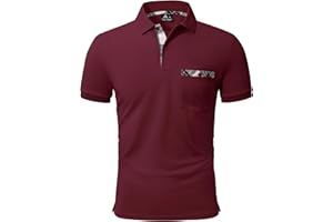 geeksport Polo Hommes Manches Courtes avec Poche Poitrine Respirant Séchage Rapide Polo de Golf d'été Hommes Couleur contrastée Business Polo Hommes Slim Fit Tshirt pour Hommes