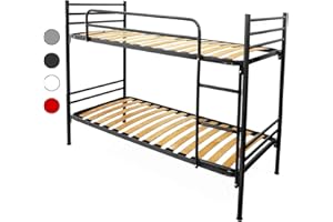 Filoben Letto a Castello per Adulti e Bambini 198x80 cm Altezza 150 cm, con 2 Reti Letto 80x190, Scomponibile 2 lettini (Letto Nero)