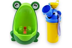 Sobebear Boys Frog Urinal Pee Trainer & Emergency Travel Friendly Pee Bottle, Easy to Clean Pee Trainer with Large Capacity, Splash-Proof Wall Mounted Frog Pee Trainer & Kid Toddler Pee Training Cup