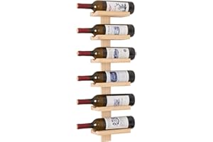 Bar Amigos Wine Rack Wall Mounted Vertical Wooden Wine Bottle Holder, Rustic Space-Saving Wine Storage for Kitchen, Dining Room or Home Bar Solid Pine Wood (6 Bottle)