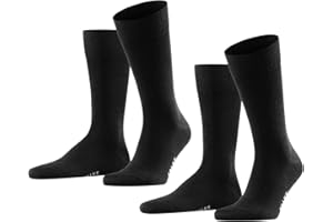 FALKE Herren Happy 2-Pack Socken atmungsaktive Baumwolle verstärkte langlebige Herrensocken ein Allrounder für Business und Alltag Baumwollstrümpfe einfarbig im Multipack 2 Paar