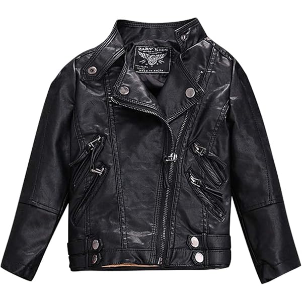 Manteaux Garçon LSHEL Mode Veste En Simili Cuir Blouson Zipper