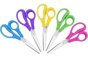 Asdirne Kinderscheren mit weichen Komfortgriffen, 12,7 cm, stumpfe Spitze, 5 Packungen